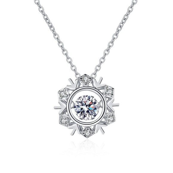 Certified 1/2ct. t.w. Moissanite Diamond Dancing Snowflake Necklace NEW - Picture 6 of 9